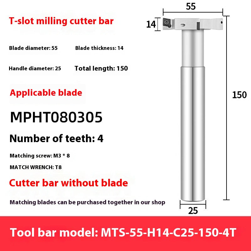 2065-T-slot milling cutter rod CNC slotting HTS three-edged machining center numerical control T-slot milling cutter rod thickness 6 8 10 12 Shandong Denso Pricision Tools Co.,Ltd.
